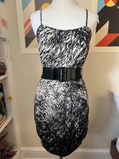 Forever 21 Black/Ivory Cami Dress Adjustable Straps with Elastic Belt - NEW - S