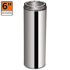 ALLFUEL HST Double Wall Chimney Pipe 6"x18" Twist Lock Stainless Steel Vertical