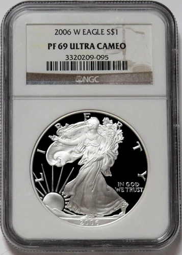 2006 W PROOF AMERICAN SILVER EAGLE $1 DOLLAR COIN NGC PF 69 UC
