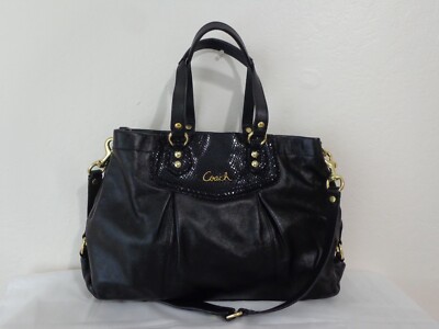 Coach NWT F19243 Ashley Leather Carryall Black | eBay