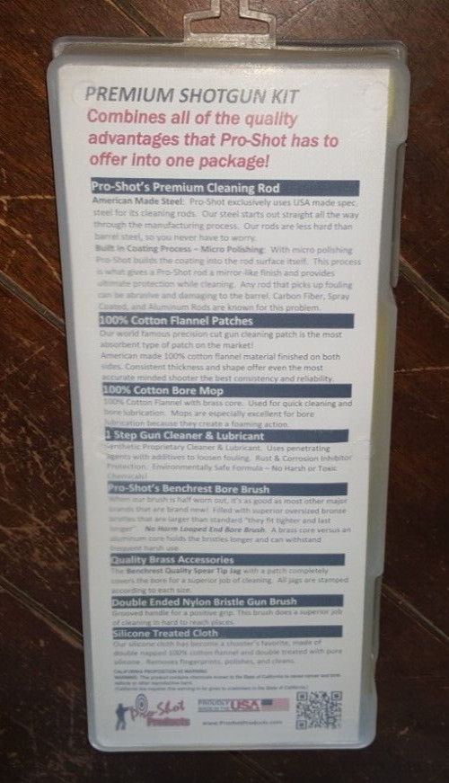 Pro-Shot Products Cleaning Kit: Rod/Patches/Bore Brush Cloth/+More -Item #S12KIT