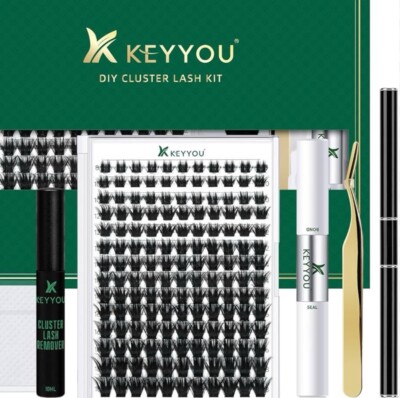 DIY Lash Extension Kit KEYYOU 300Pcs Individual Eyelash Extension Kit 40D 0.0