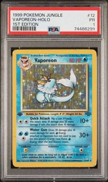 PSA 1 Pokemon Jungle 1st Edition Vaporeon 12/64 Pop /4 | eBay PSA 1 Pokemon Jungle 1st Edition Vaporeon 12/64 Pop /4 | eBay