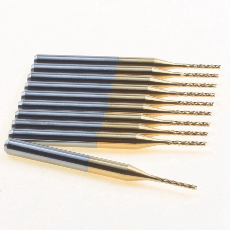 10pcs 3.175*1.0*7MM Titanium Coated Down-Cut End Mills, Carbide PCB End Milling - Image 2 of 2