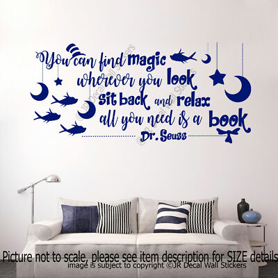 Magic - Dr. Seuss Inspirational quote wall Stickers, Nursery School Decals Decor