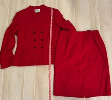Kasper A.S.L red  jacket + skirt set 2 pc size 12 women's