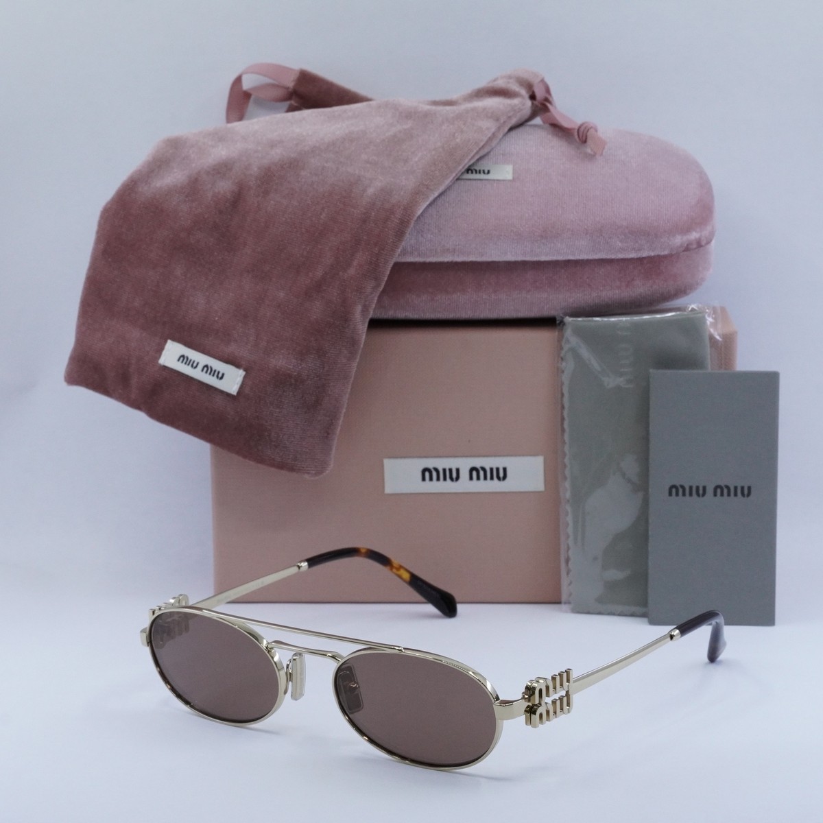 New MIU MIU MU54ZS ZVN70D Shiny Pale Gold/Brown Mirror