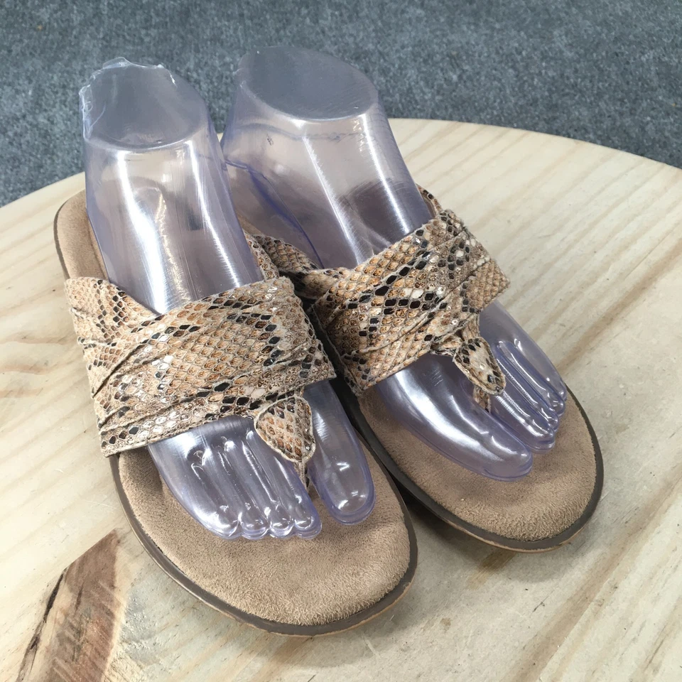 Naturalizer Sandals Womens 8.5 M Joi Casual Slip On Thong Brown Faux Leather - Image 3 of 4