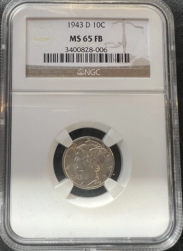 1943-D 10C Mercury Dime NGC MS 65 FB