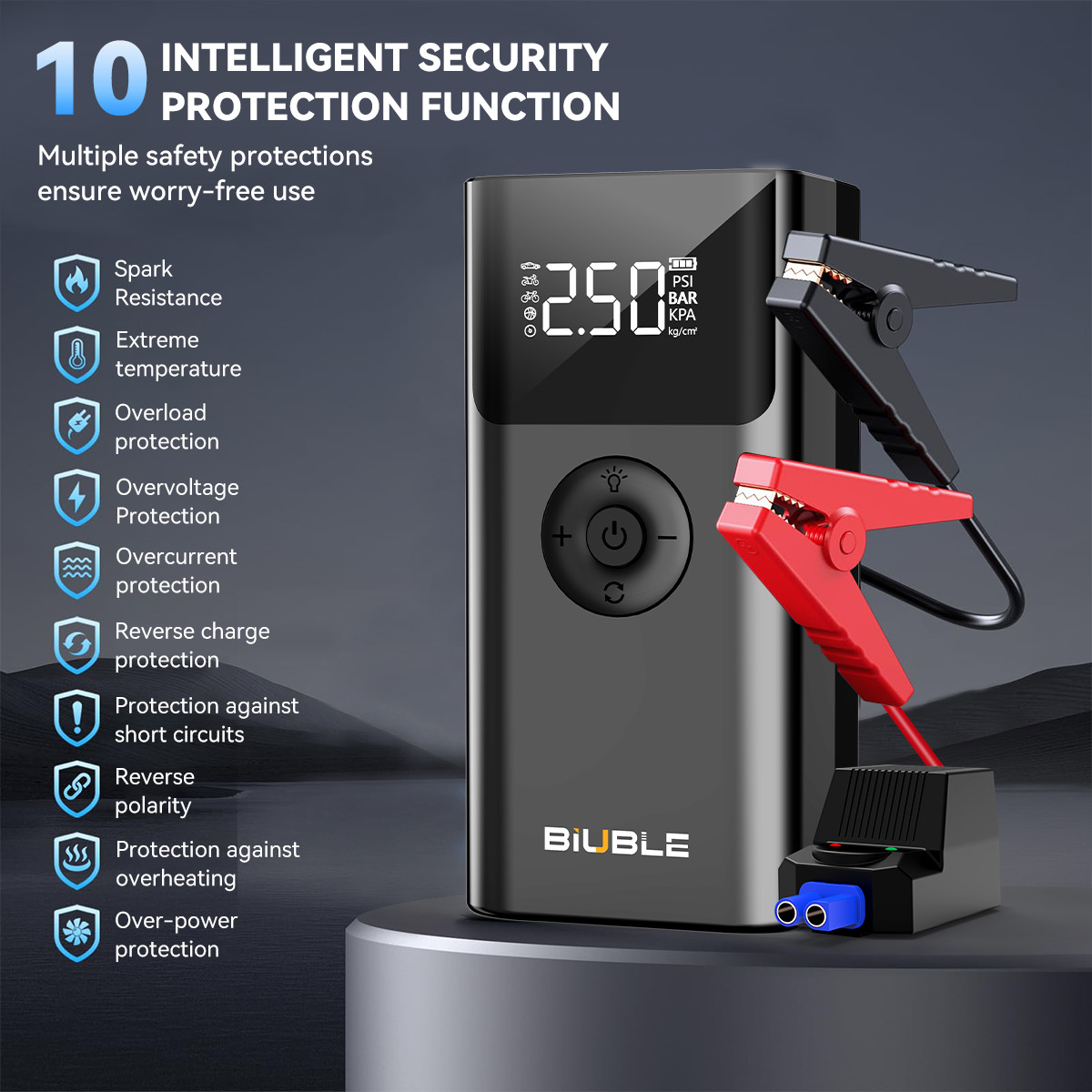 8000A Car Jump Starter With Air Compressor Pack Booster 12V Power Bank