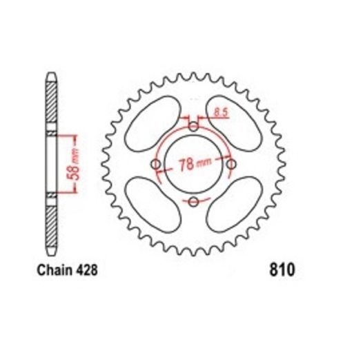Roue à chaîne 42 dents pas 428 haute résistance pour Hyosung XRX 125