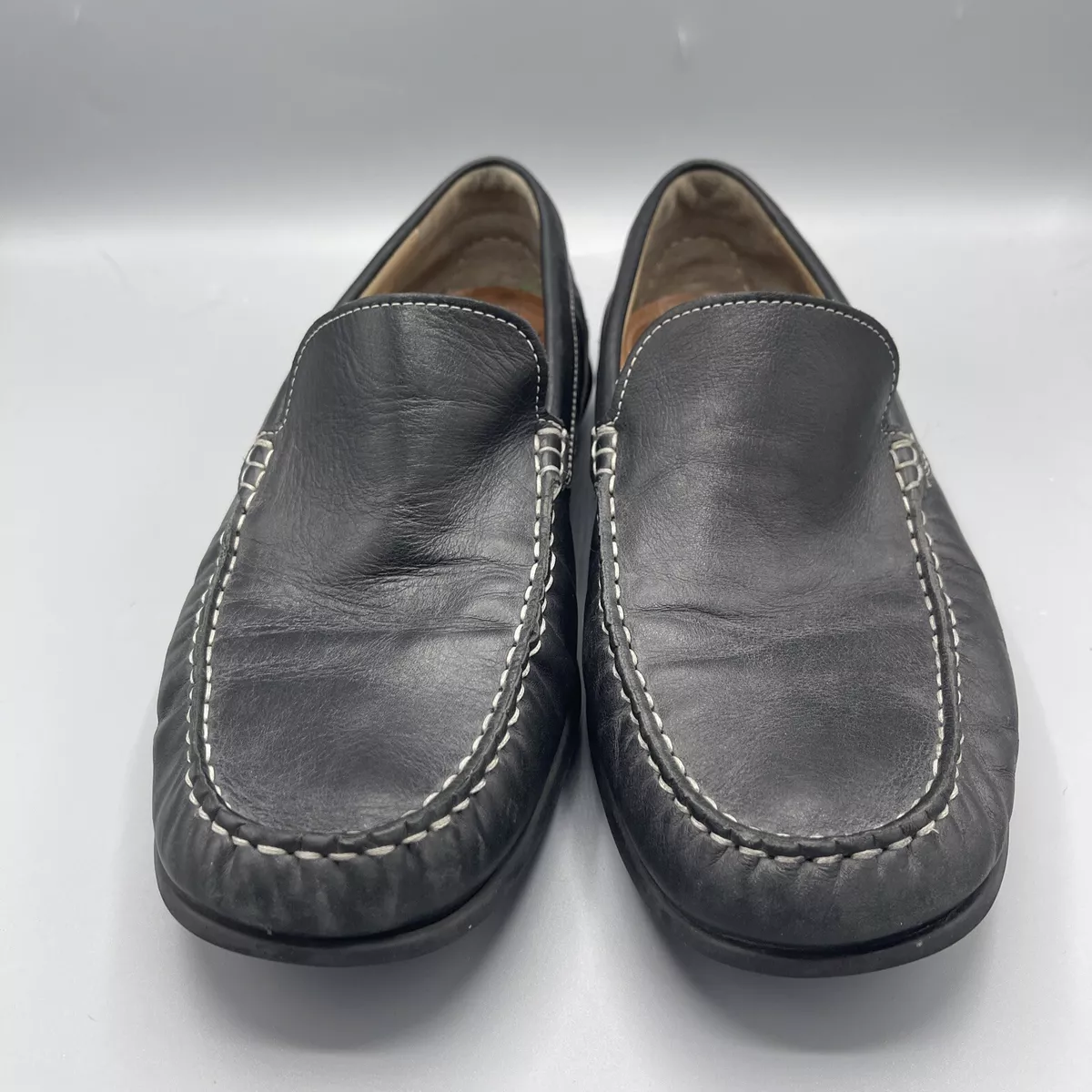 Ecco Driving Shoes Black Size 44 10.5 Soft Leather Moccasin Latex Sole  Loafer