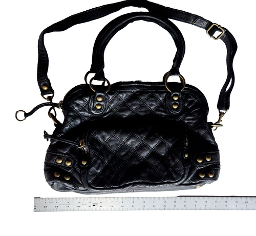LINEA PELLE Ultra Soft Black Leather, Studded Purse Rare Crossbody Handbag Italy - Picture 15 of 22