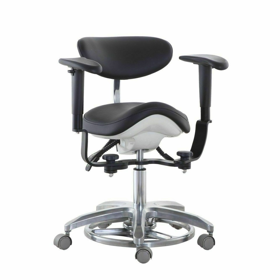Dental Adjustable Stool Microscope Dynamic Chair Foot Controlled Black ...