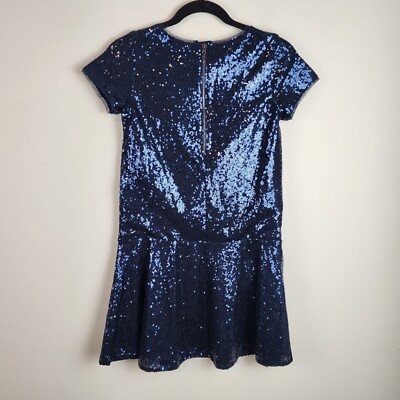 gap glitter dress Kids size XL/12 drop waist sequin Special occasion Holiday Blue Gold sequin