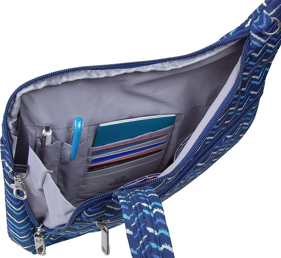 Bolsa tiracolo Travelon antirroubo, dois bolsos (listra A V).FRETE GRÁTIS!!!! BE - Imagem 2 de 2