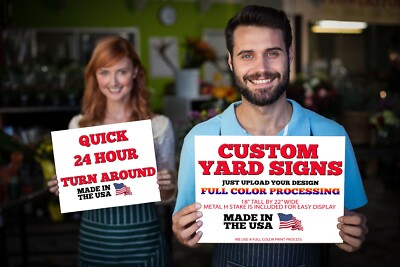 10 Custom made Corrugated Plastic Yard Signs with Metal H Stake Business mktg