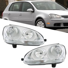 Headlights For Vw Rabbit 2006-09jetta 2005-10 Chrome Lhrh Clear Chrome Halogen Headlights For Vw Rabbit 2006-09jetta 2005-10 Chrome Lhrh Clear Chrome Halogen