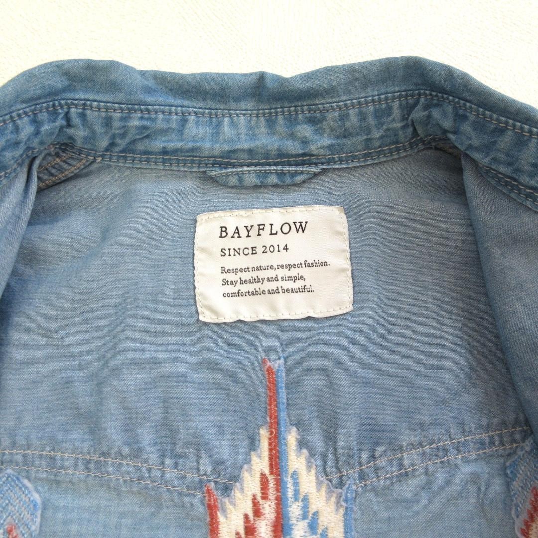 BAYFLOW Native Pattern Embroidered Denim Shirt Li… - image 5