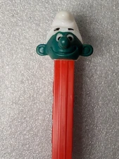 Vintage Pez Dispenser Blue Smurf Boy Red Stem Made in Hungary.