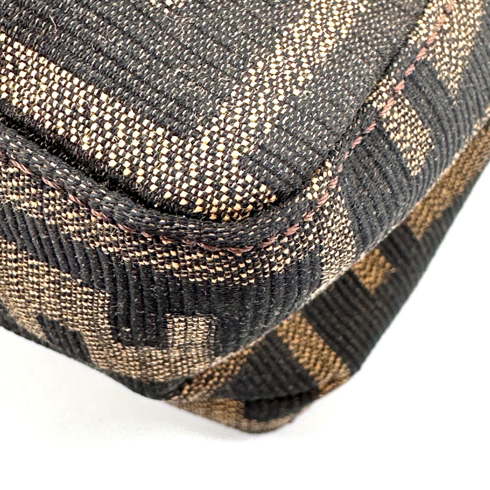 Fendi Pouch Canvas Zucca Leather Purse Hand bag Authentic — image 11