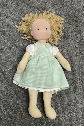 Waldorf Girl 11" Doll Mint Waffle Weave Rare Dress