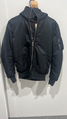 Alpha Industries MA-1 Bomber Jacket Black Navy Blue Patches L