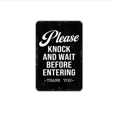 Please Knock And Wait Before Entering Thank You Sign Metal Wall Art