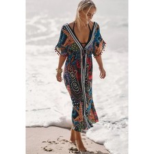 NWT Farm Rio Anthropologie Under The Sea Cover-Up Dress Sz XS Navy Ocean Print