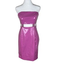 Meshki Jennifer Cut-Out Mini Pink Latex Dress Sexy Clubwear Size Medium NWT
