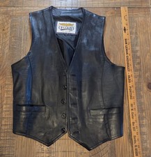 Vintage Open Road Leather biker vest buttons mens size L