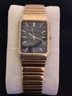 Vintage Seiko Tank Watch Men's Black Dial Gold Tone Quartz - New Battery
