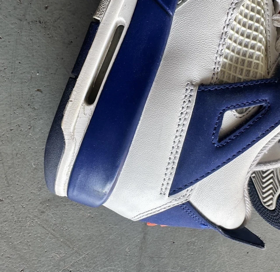 Jordan 4 Youth Size 6 Sneakers White/blue Kids Used No Box - Image 3 of 4