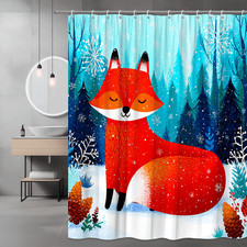 Fox in Snow Forest Shower Curtain Winter Animal Print