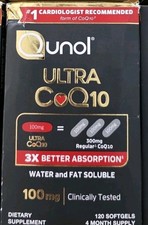 Qunol Ultra CoQ10 Dietary Supplement 100mg Water  Fat Soluble 120 Softgels 2028