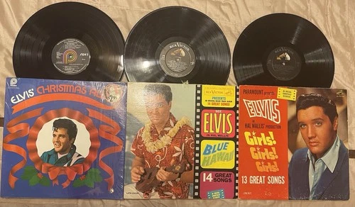 ELVIS PRESLEY 3 Vinyl Records - Christmas Album - Girls! - Blue Hawaii