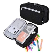  Large Capacity Pencil Case Big Storage Pencil Bag Pouch 3 Black