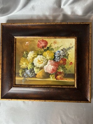 Vintage C. Freeman Signed Original Floral Still Life Oil Painting Framed