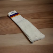 Vintage Socks 9-11 Crew Acrylic Blend Striped Sunspots Rainbow Colors NOS Thick