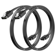 18 Inch SATA Cable III Straight Angle Connector With Locking Latch 2 Pack