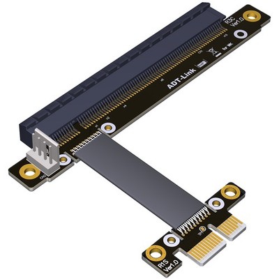 ADT-Link PCIe 3.0 x16 to x1 Riser Cable 55cm w/ Power Cord for Mining GPU