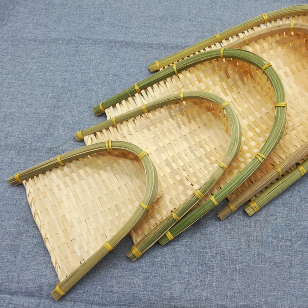 2 Pcs Woven Basket Tray Bonsai Decorating Supplies Bamboo Household Dustpan