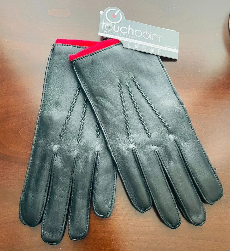 Guantes inteligentes Touchpoint para mujer de cuero negro sensible dispositivo electrónico M nuevos con etiquetas Foto 2 de 3