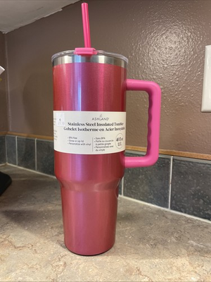 #ad Stainless Steel Insulated Tumbler 40 fl oz BPA Free Straw Or Sip Lid Pink $6.80