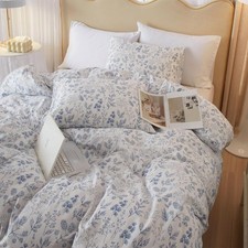 Blue Floral Comforter Set Queen White Coquette Bedding Comforter Sets Queen Boho