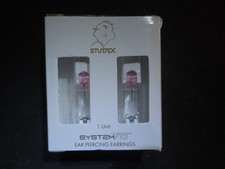 Studex Ear Piercing Earring 14K White 3mm Pink Cz Short Post New 05249 System 75