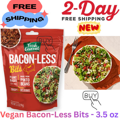 Vegan Bacon-Less Bits - 3.5 oz Plant-Based Topping for Salads, Potatoes, Soups,