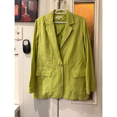 Free People Lime Green Linen Blend Single Button Blazer Jacket OB1689467 Size S