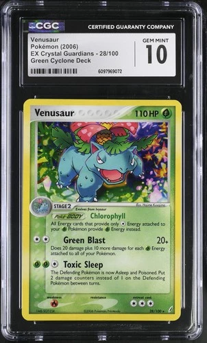 CGC 10 GEM MINT Venusaur 2006 EX Crystal Guardians 28/100 Holo Pokemon Card