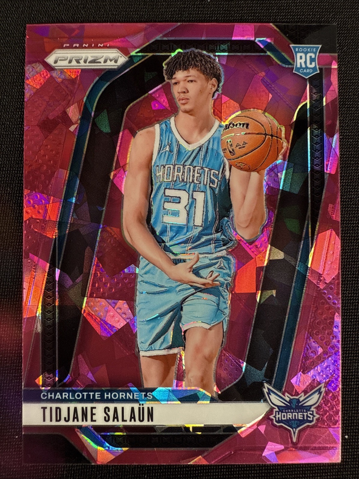 Tidjane Salaun Rookie Card RC 2024-25 Prizm Pink Cracked Ice Prizm #262